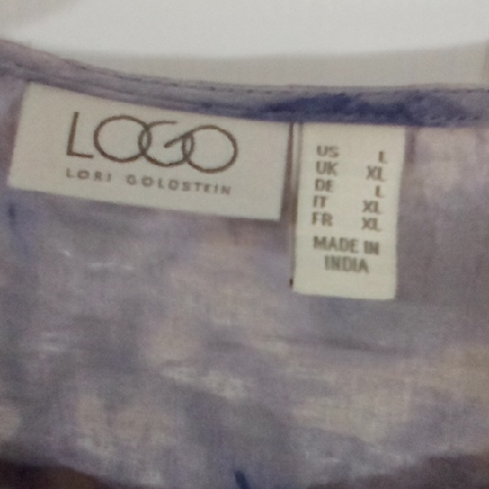 LOGO by Lori Goldstein Purple and Blue Tie-Dye Blouse - Picture 5 of 13